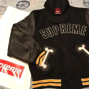 Supreme Bone Varsity Jacket + FREE SUPREME HAT